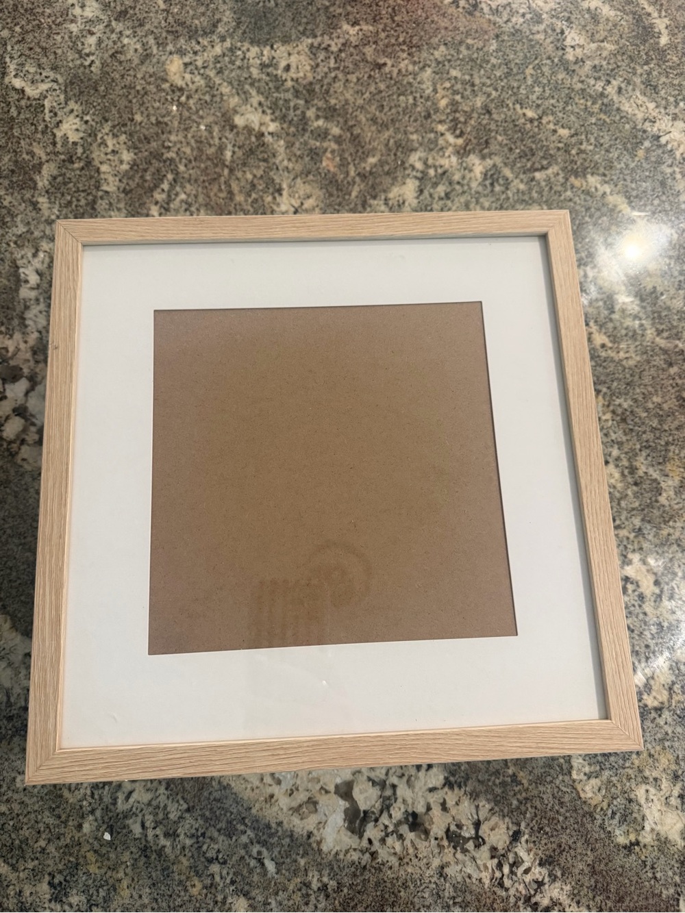 Set of 6 Natural Wood Square Picture Frame with White Mat